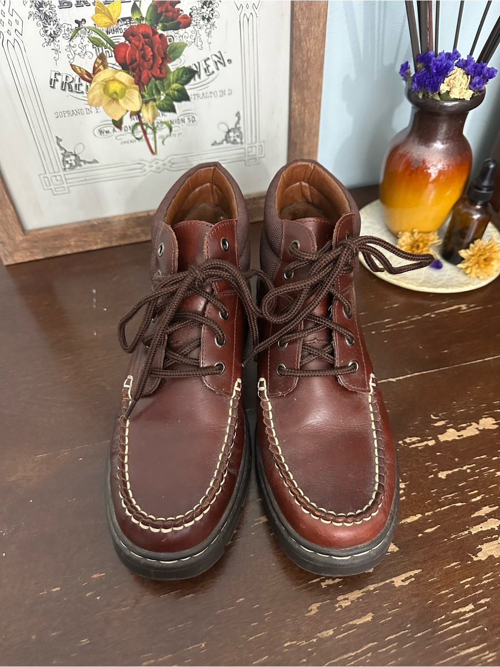 Maine Woods Brown Leather Lace-Up Casual Hiking Boots Women’s 8.5